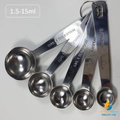 Bộ 5 muỗng inox 304 từ 1.5ml đến 5ml định lượng pha chế