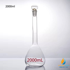 Bình định mức thủy tinh, màu trong suốt, nút cổ mài, thành dày, dung tích 2000ml