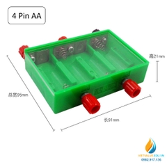 Gá lắp pin, loại 4 pin AA, nhựa ABS, nhiều điểm đấu điện áp đầu ra khác nhau, dây càng cua