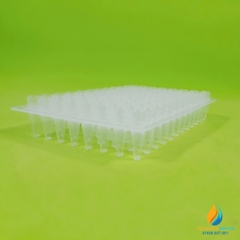 Hộp đầu côn pipet hút 1ml, 100 lỗ, đường kính lỗ 8mm, có chốt khóa, vỏ trắng, ruột xanh, có chốt khóa