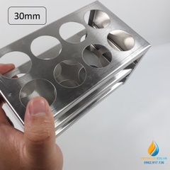 Giá ống nghiệm Inox lỗ to, đường kính lỗ 30mm, 8 lỗ, inox chất lượng cao