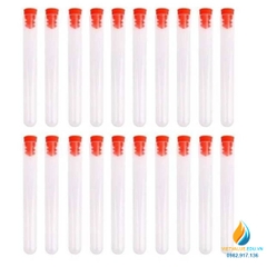 Gói 500 cái ống nghiệm nhựa PC trong suốt trơn nắp đỏ kích thước 12x60mm