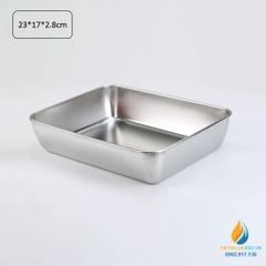 Khay Inox thành cao kích thước 23*17*2.8cm, Inox 304 không gỉ, thành dày