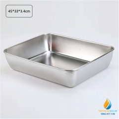 Khay Inox thành cao kích thước 45*33*3.4cm, Inox 304 không gỉ, thành dày