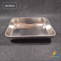 Khay Inox thành cao kích thước 26*20*3cm, Inox 304 không gỉ, thành dày