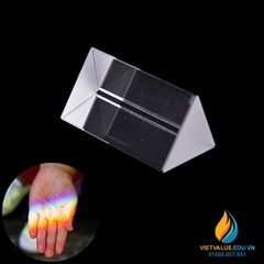 Lăng kính tán sắc ánh sáng, có khung, chân đế, cạnh dài 80mm