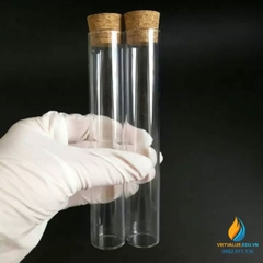 10 Ống nghiệm thủy tinh, có nắp, không chia vạch, đáy phẳng, 15*70mm