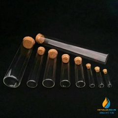 5 Ống nghiệm thủy tinh, có nắp, không chia vạch, đáy phẳng, 30*120mm