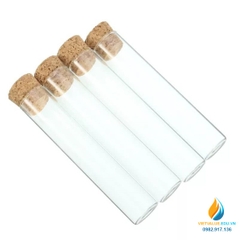 5 Ống nghiệm thủy tinh, có nắp, không chia vạch, đáy phẳng, 18*80mm