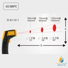 Nhiệt kế hồng ngoại AR320 khoảng đo từ -32 đến 380 độ C, hiển thị LCD độ chính xác cao