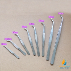 Nhíp khủyu tay dài 10cm, Inox 304 không gỉ, đầu có răng nhíp gắp thí nghiệm