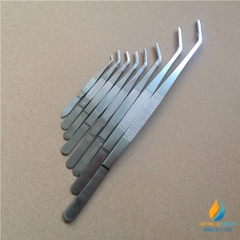 Nhíp khủyu tay dài 10cm, Inox 304 không gỉ, đầu có răng nhíp gắp thí nghiệm