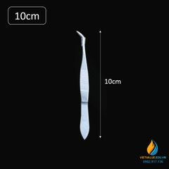 Nhíp khủyu tay dài 10cm, Inox 304 không gỉ, đầu có răng nhíp gắp thí nghiệm