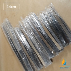 Nhíp gắp mẫu phòng thí nghiệm, dài 14cm thép không gỉ, đầu gắp thẳng có răng