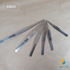 Nhíp gắp mẫu phòng thí nghiệm, dài 14cm thép không gỉ, đầu gắp thẳng có răng