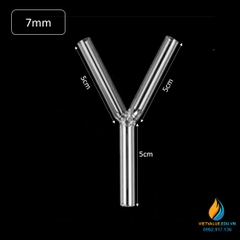 Ống dẫn khí thủy tinh 3 nhánh hình chữ Y, đường kính 7mm, ống dẫn khí thí nghiệm