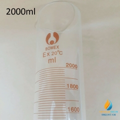 Ống đong thủy tinh chân đế có vạch chia dung tích 2000ml, hãng Bomex