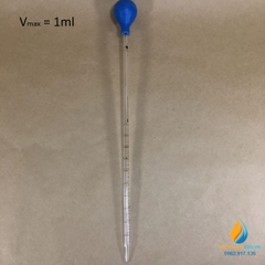 Ống hút thủy tinh, vạch chia, dung tích 1ml