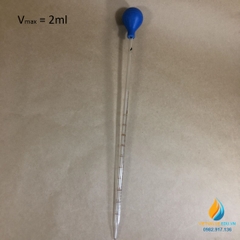 Ống hút thủy tinh, vạch chia, dung tích 2ml