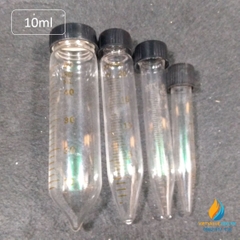 Ống ly tâm thủy tinh đáy nhọn, dung tích 5ml, nắp vặn, vạch chia chịu lực quay cao