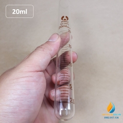 Ống nghiệm thủy tinh 20ml có vạch chia, đáy ống nghiệm tròn, chịu nhiệt độ cao