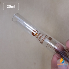 Ống nghiệm thủy tinh 20ml có vạch chia, đáy ống nghiệm tròn, chịu nhiệt độ cao