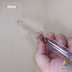 Ống nghiệm thủy tinh 20ml có vạch chia, đáy ống nghiệm tròn, chịu nhiệt độ cao