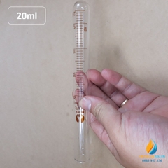 Ống nghiệm thủy tinh 20ml có vạch chia, đáy ống nghiệm tròn, chịu nhiệt độ cao