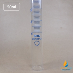 Ống nghiệm thủy tinh 50ml có vạch chia, đáy ống nghiệm tròn, chịu nhiệt độ cao