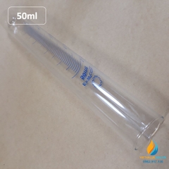 Ống nghiệm thủy tinh 50ml có vạch chia, đáy ống nghiệm tròn, chịu nhiệt độ cao