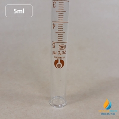 Ống nghiệm thủy tinh 5ml có vạch chia, đáy ống nghiệm tròn, chịu nhiệt độ cao
