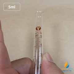 Ống nghiệm thủy tinh 5ml có vạch chia, đáy ống nghiệm tròn, chịu nhiệt độ cao