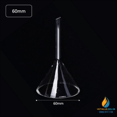 Phễu rót thủy tinh, rót hóa chất, đường kính miệng 60mm, phễu thủy tinh