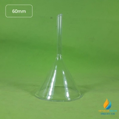 Phễu rót thủy tinh, rót hóa chất, đường kính miệng 60mm, phễu thủy tinh