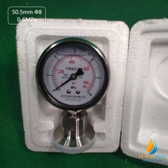 Đồng hồ đo áp suất YTP60BF mâm 50.5mm, vòi Ф8, Inox 304, khoảng đo từ 0 đến 6Mpa
