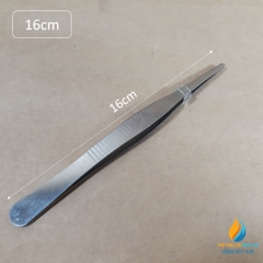 Nhíp gắp mẫu phòng thí nghiệm, dài 16cm thép không gỉ, đầu gắp thẳng có răng