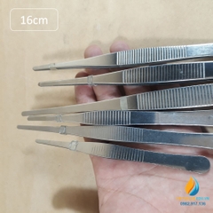 Nhíp gắp mẫu phòng thí nghiệm, dài 16cm thép không gỉ, đầu gắp thẳng có răng