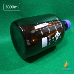 Chai trung tính nâu 2000ml, chai trung tính lưu mẫu, vạch chia, nắp vặn, hấp tiệt trùng
