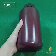 Chai nhựa màu nâu, dung tích 1000ml đã tiệt trùng, đóng túi 3 cái, vạch chia miệng rộng