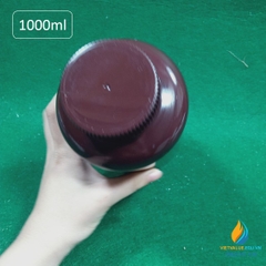 Chai nhựa màu nâu, dung tích 1000ml đã tiệt trùng, đóng túi 3 cái, vạch chia miệng rộng