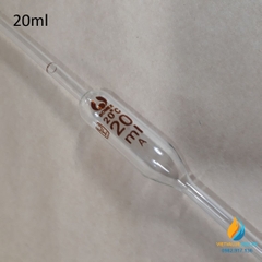 Pipet bầu thủy tinh 20ml, pipet bầu hút định lượng hút chính xác