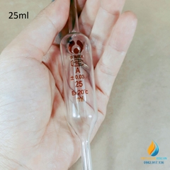 Pipet bầu thủy tinh 25ml, pipet bầu hút định lượng hút chính xác