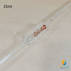 Pipet bầu thủy tinh 25ml, pipet bầu hút định lượng hút chính xác