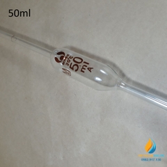 Pipet bầu thủy tinh 50ml, pipet bầu hút định lượng hút chính xác