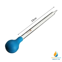 Pipet hút thủy tinh, ống hút chia vạch 10ml, bầu cao su, dài 23cm