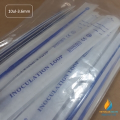 Que cấy vi sinh 10ul đầu tròn 3,6mm, nhựa tiệt trùng dùng 1 lần, gói 100 cái