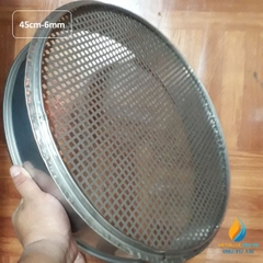 Sàng rây tiêu chuẩn đường kính 45cm, lỗ vuông 6mm, chất liệu inox không gỉ, lỗ đúc