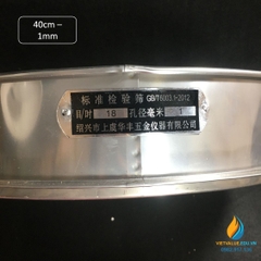 Sàng rây tiêu chuẩn, đường kính 40cm, lỗ 1mm, mã sàng 18