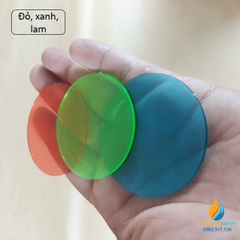 Bộ 3 tấm kính màu cơ bản đỏ, lục, lam thực hành tổng hợp, lọc lựa ánh sáng, đường kính 5cm