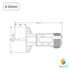 Thước đo độ dày điện tử 0-25mm, thước đo độ dày hiển thị kỹ thuật số, độ chính xác cao